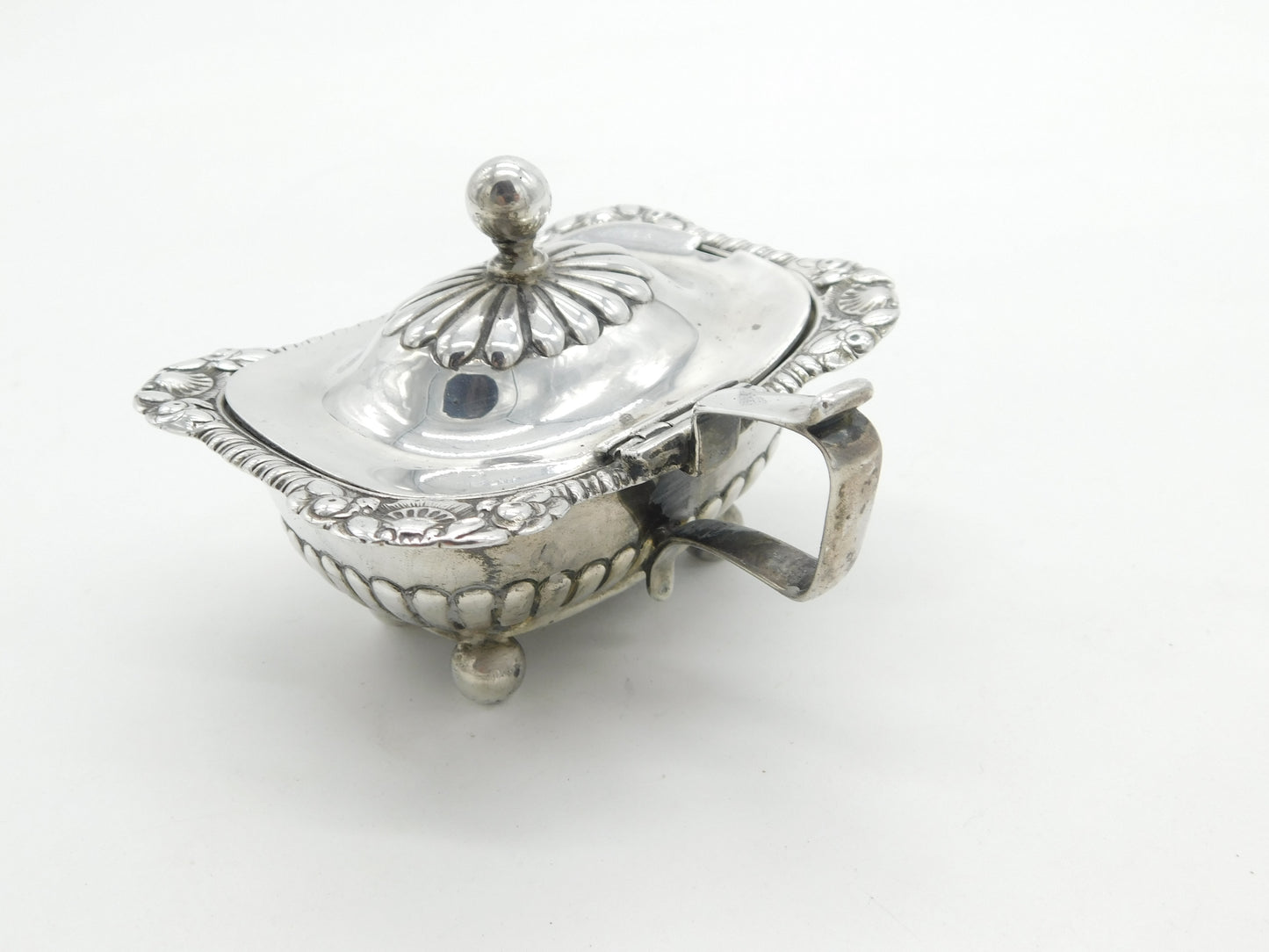 Georgian Sterling Silver Large Gadrooned Mustard Pot 1814 London Antique