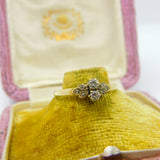 18ct Gold & 0.2ct Diamond Daisy Flower Band Ring Vintage 1969 London