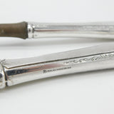 Set of Sterling Silver Handled & Olive Wood Salad Servers Antique c1920 Art Deco