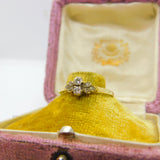 18ct Gold & 0.2ct Diamond Daisy Flower Band Ring Vintage 1969 London