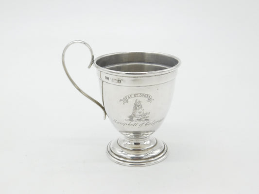 Sterling Silver Whisky Mug with Campbell of Colgrain Clan Crest 1961 Birmingham