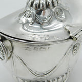 Victorian Sterling Silver Floral Chest Form Tea Caddy Antique 1892 Sheffield