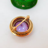 Victorian 9ct Gold, Seed Pearl & Amethyst Paste Set Brooch Antique c1890