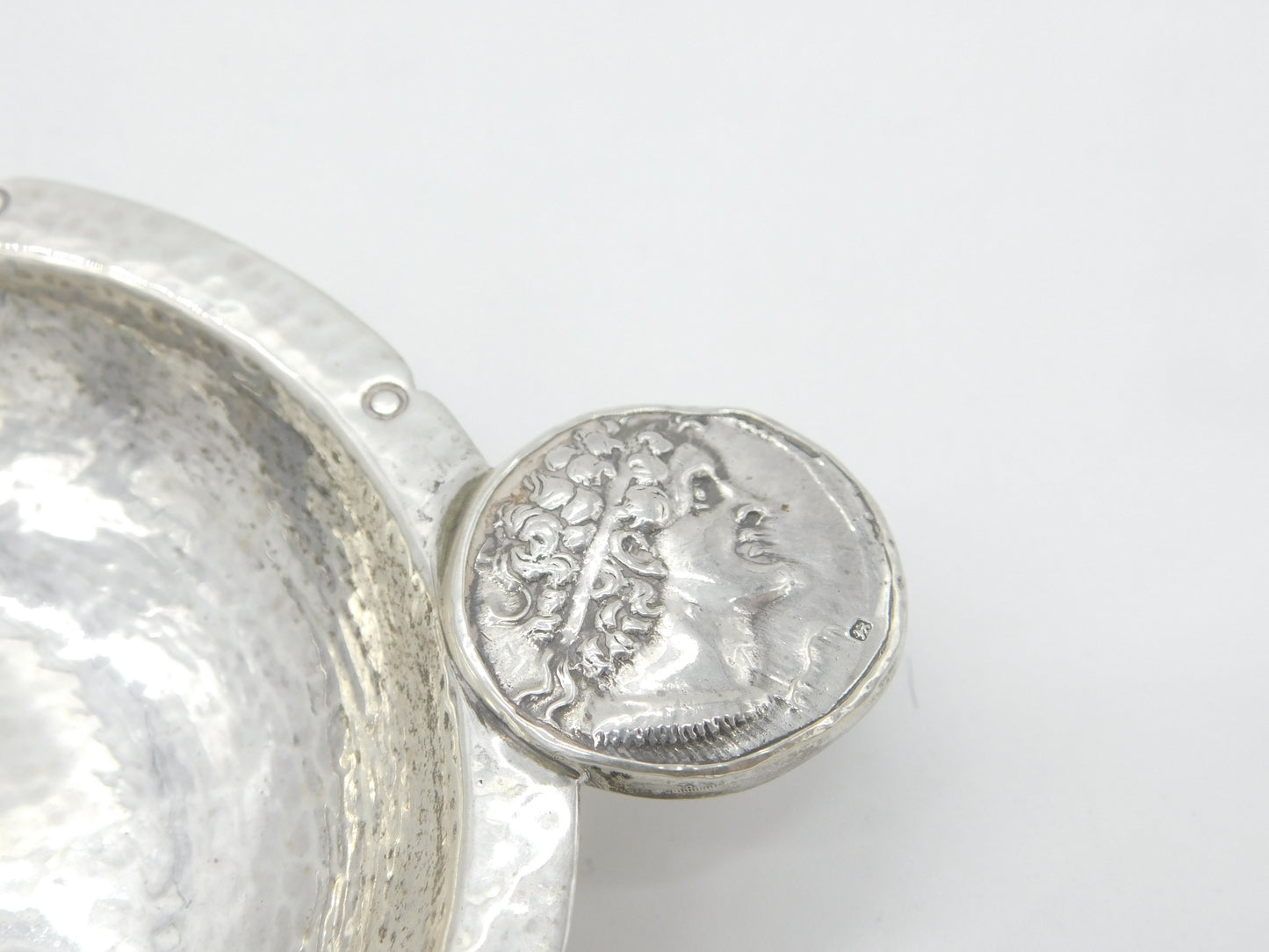 Pair of Sterling Silver Sutton Hoo Celebration Planished Coin Dishes 1938 London