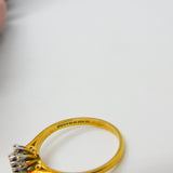 18ct Yellow Gold, Sapphire & Diamond Floral Cluster Ring Vintage 1990 Sheffield
