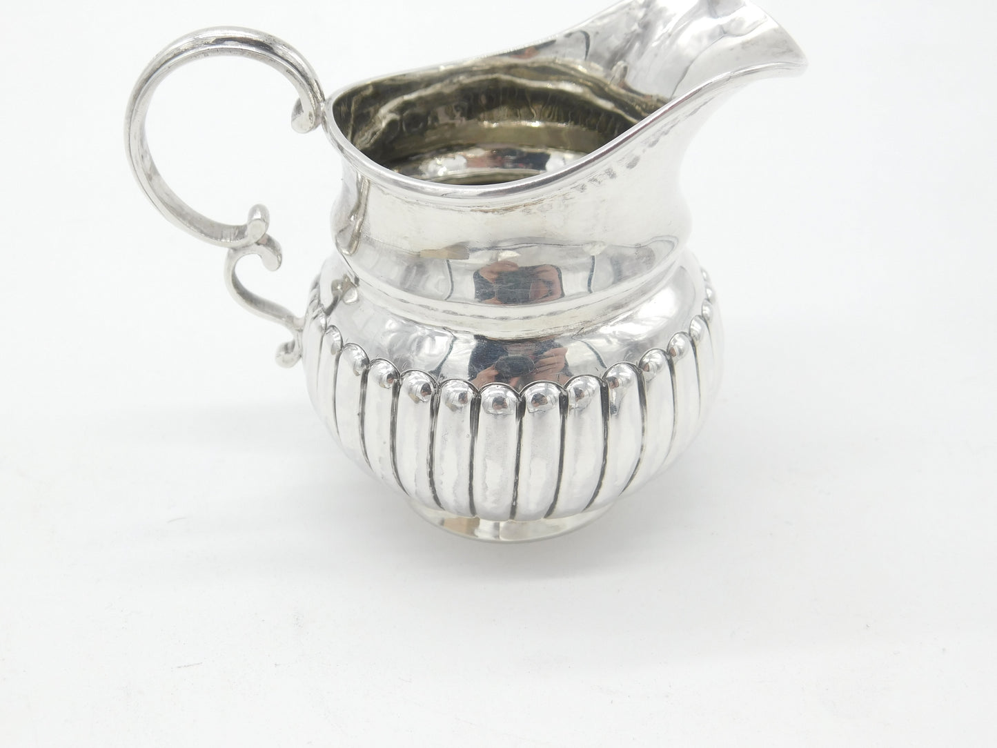 Victorian Sterling Silver Fluted Cream Jug Antique 1892 Birmingham Nathan Hayes