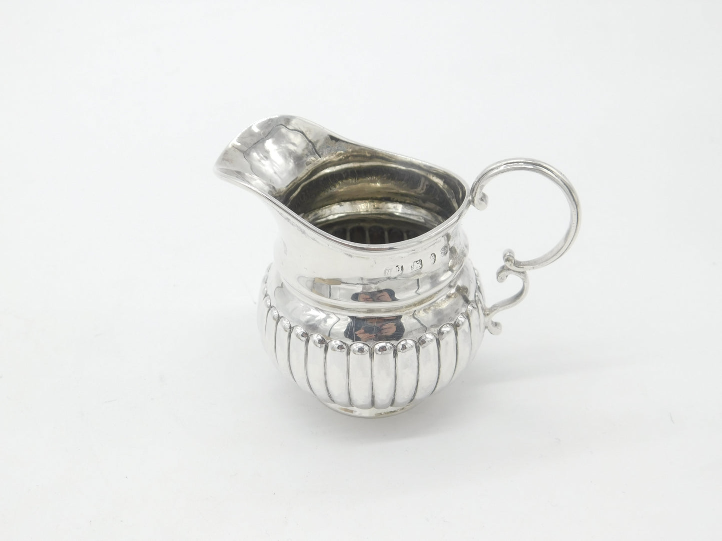 Victorian Sterling Silver Fluted Cream Jug Antique 1892 Birmingham Nathan Hayes