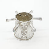 Victorian Sterling Silver Puzzle Mug Floral Pattern Six Handles Antique c1900