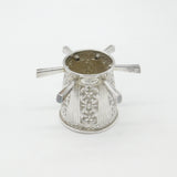 Victorian Sterling Silver Puzzle Mug Floral Pattern Six Handles Antique c1900