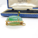 9ct Yellow Gold Rope Twist Border & Cabochon Aventurine Pendant or Brooch Vintag