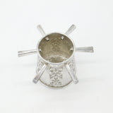 Victorian Sterling Silver Puzzle Mug Floral Pattern Six Handles Antique c1900