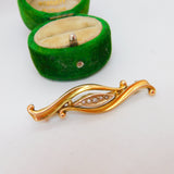 Edwardian 9ct Yellow Gold & Seed Pearl Sweetheart Brooch Antique c1910