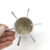 Victorian Sterling Silver Puzzle Mug Floral Pattern Six Handles Antique c1900