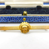 14ct Yellow Gold Native American Chief Bar Brooch Vintage c1960