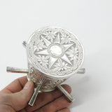 Victorian Sterling Silver Puzzle Mug Floral Pattern Six Handles Antique c1900
