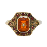 19th Century Yellow Metal Austro-Hungarian, Garnet, Seed Pearl Dress Ring c1860