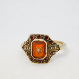 19th Century Yellow Metal Austro-Hungarian, Garnet, Seed Pearl Dress Ring c1860