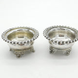 Georgian Pair of Large Sterling Silver Floral Pattern Salt Cellars 1824 London
