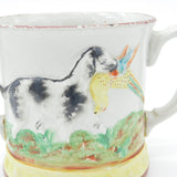 Large Victorian Staffordshire Frog Mug with Shooting Interest Antique c1850