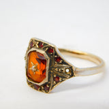 19th Century Yellow Metal Austro-Hungarian, Garnet, Seed Pearl Dress Ring c1860