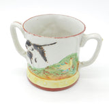 Large Victorian Staffordshire Frog Mug with Shooting Interest Antique c1850
