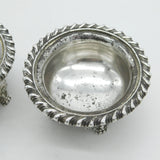 Georgian Pair of Large Sterling Silver Floral Pattern Salt Cellars 1824 London