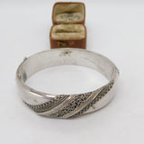 Victorian 9ct Gold Black Enamel Mourning Cuff Bangle Bracelet c1860 Antique