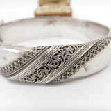 Victorian 9ct Gold Black Enamel Mourning Cuff Bangle Bracelet c1860 Antique