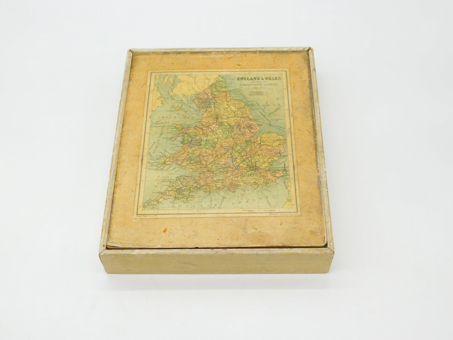 Handmade Victorian Wooden Puzzle Administrative Counties of England & Wales c1850 Antique