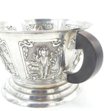 Indian Style Sterling Silver Wooden Handled Centrepiece Bowl Vintage 1977 London
