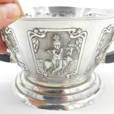 Indian Style Sterling Silver Wooden Handled Centrepiece Bowl Vintage 1977 London
