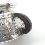 Indian Style Sterling Silver Wooden Handled Centrepiece Bowl Vintage 1977 London