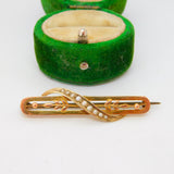 Edwardian 9ct Yellow Gold & Seed Pearl Sweetheart Brooch Antique c1910