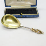 Victorian Sterling Silver Gilt Apostle Terminal Tea Caddy Spoon Antique 1876