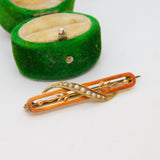 Edwardian 9ct Yellow Gold & Seed Pearl Sweetheart Brooch Antique c1910