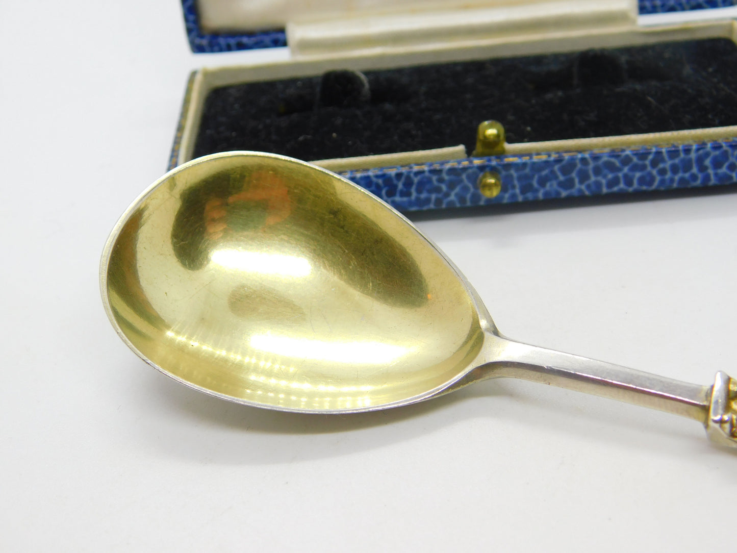 Victorian Sterling Silver Gilt Apostle Terminal Tea Caddy Spoon Antique 1876