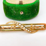 Edwardian 9ct Yellow Gold & Seed Pearl Sweetheart Brooch Antique c1910