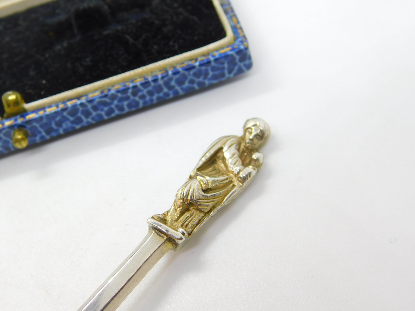 Victorian Sterling Silver Gilt Apostle Terminal Tea Caddy Spoon Antique 1876