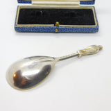 Victorian Sterling Silver Gilt Apostle Terminal Tea Caddy Spoon Antique 1876