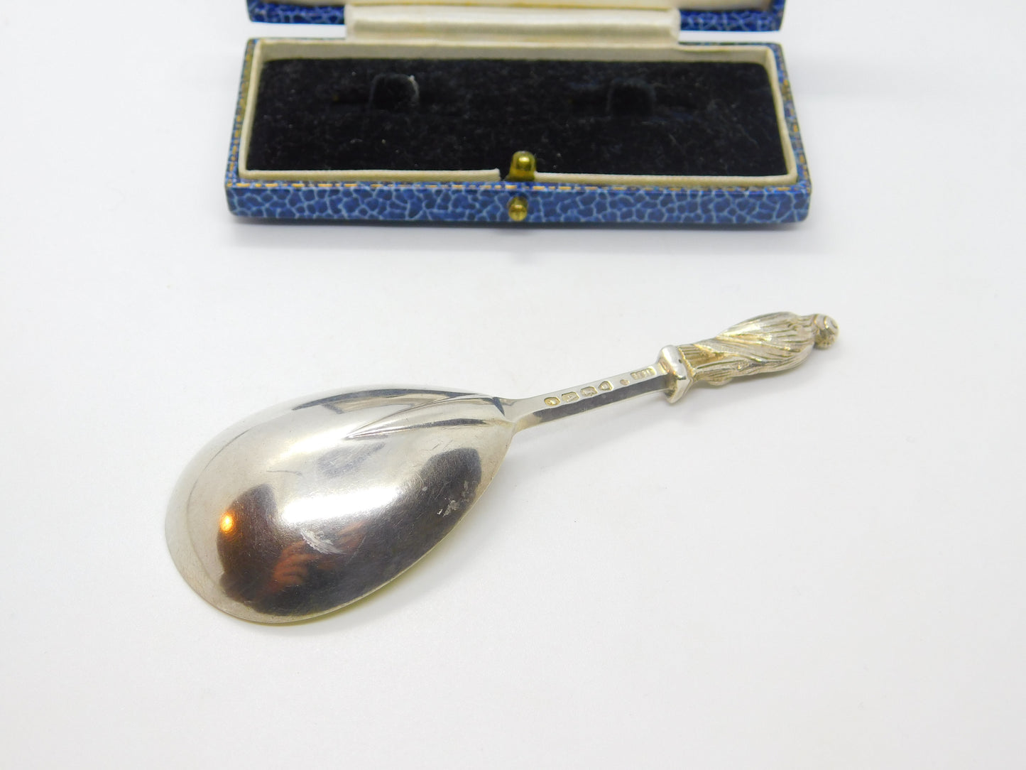 Victorian Sterling Silver Gilt Apostle Terminal Tea Caddy Spoon Antique 1876