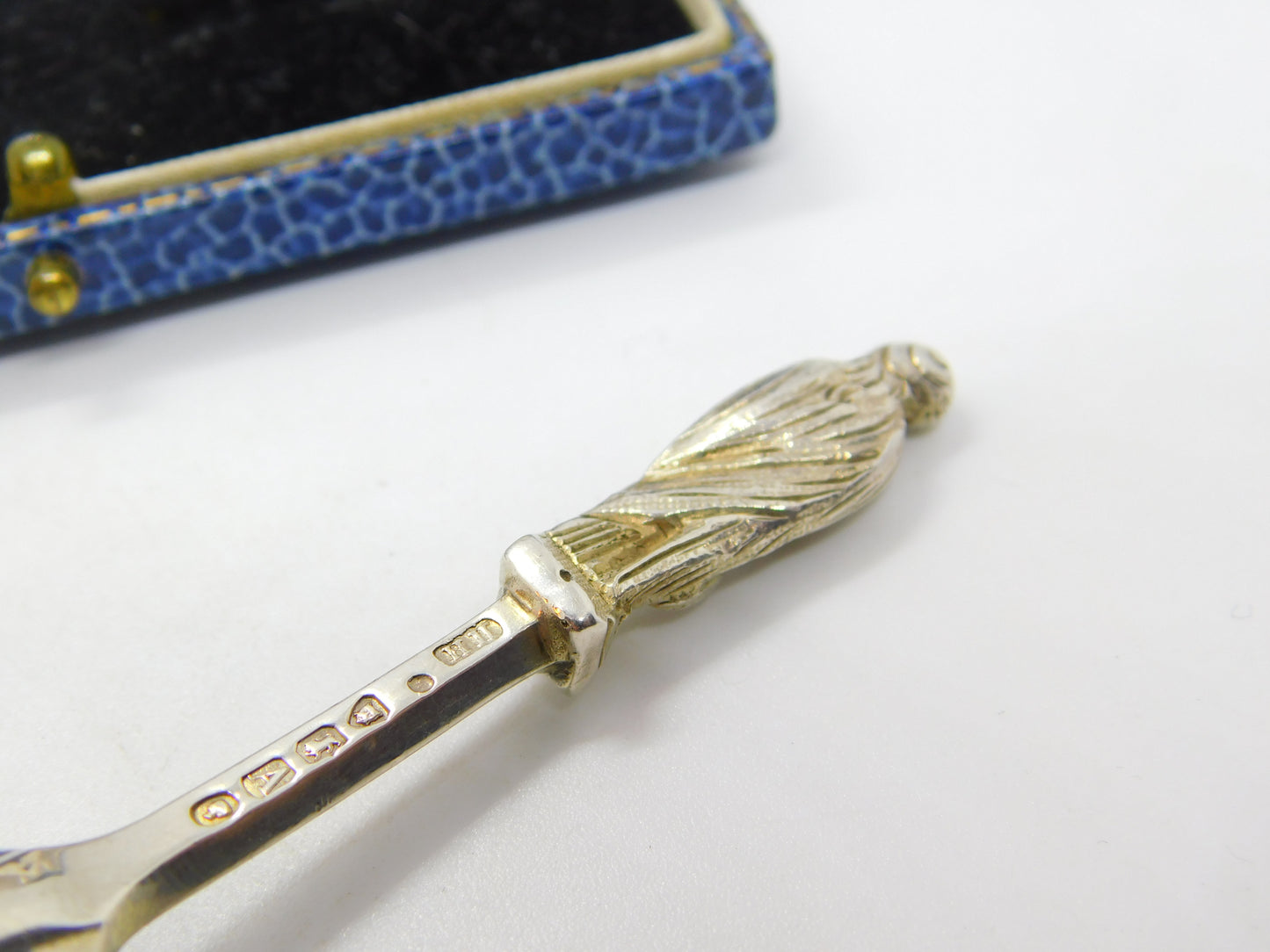 Victorian Sterling Silver Gilt Apostle Terminal Tea Caddy Spoon Antique 1876