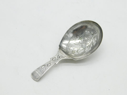 Georgian Sterling Silver Floral Tea Caddy Spoon 1820 Birmingham Ledsam & Vale