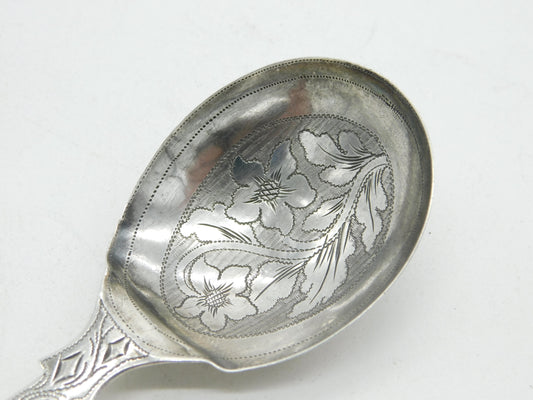 Georgian Sterling Silver Floral Tea Caddy Spoon 1820 Birmingham Ledsam & Vale