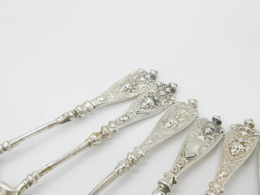 Berthold Muller Set of Six Victorian Sterling Silver Cupid Tea Spoons 1895 London Import