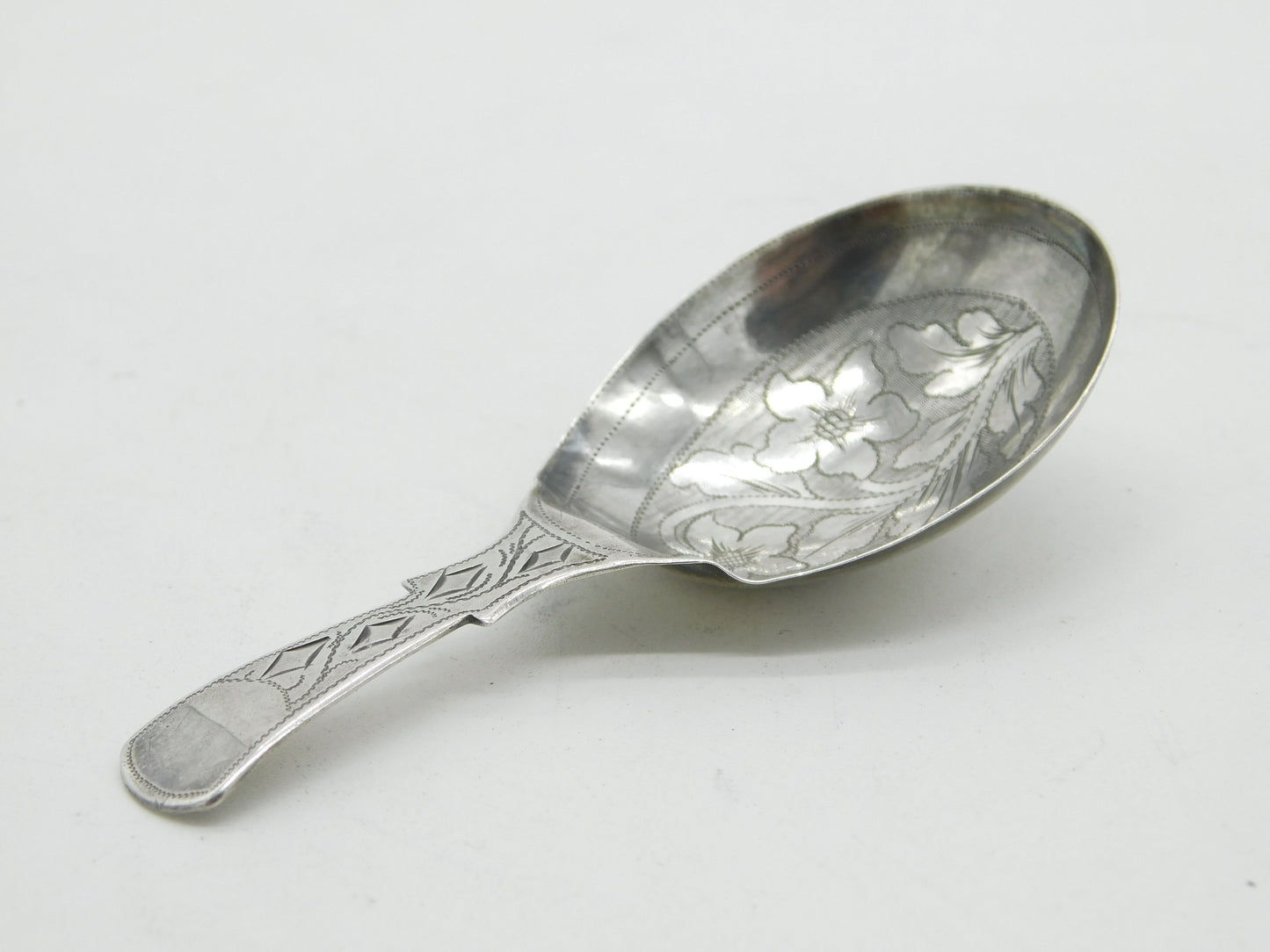 Georgian Sterling Silver Floral Tea Caddy Spoon 1820 Birmingham Ledsam & Vale