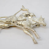 Sterling Silver Horse Racing Interest Jockey Brooch Pin Vintage c1970