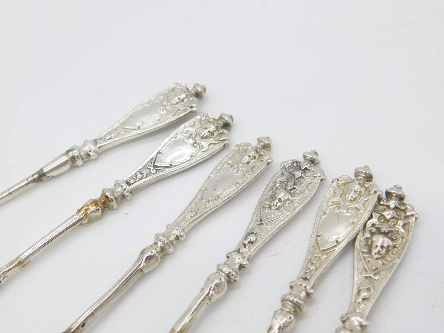 Berthold Muller Set of Six Victorian Sterling Silver Cupid Tea Spoons 1895 London Import