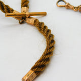 Victorian 9ct Yellow Gold Floral Woven Hair Double Watch Chain Antique c1860