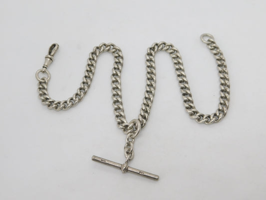 Edwardian Sterling Silver Double Albert Watch Chain 1909 London Antique