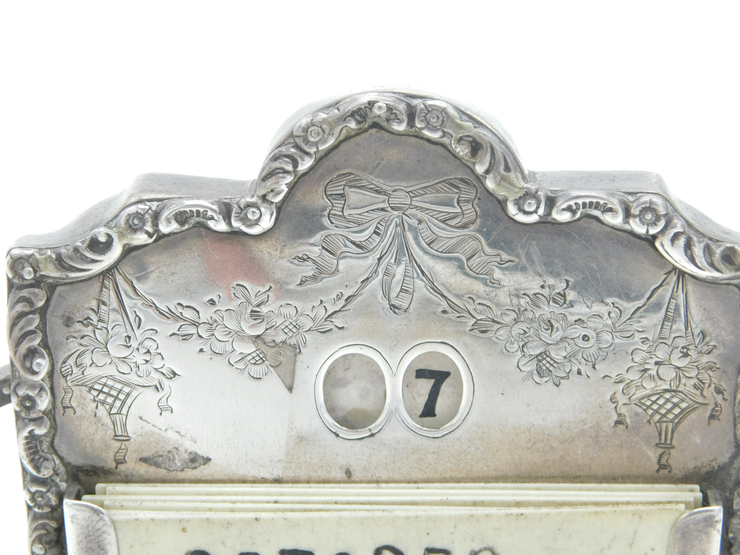 Victorian Sterling Silver Floral Perpetual Desk Calendar Working 1901 London